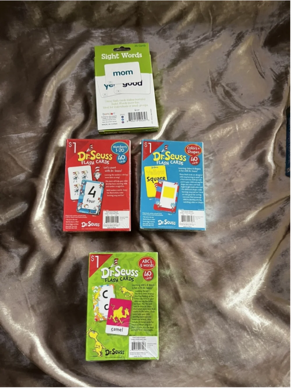 3 Dr. Seuss Flash Card Lot NUMBERS ABC’s & WORDS COLORS & SHAPES &1 SIGHT WORDS